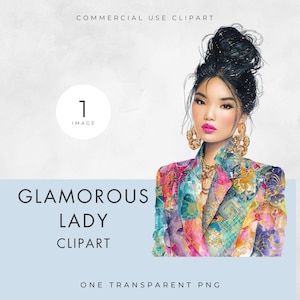 Imágenes prediseñadas de una joven glamurosa, imagen única, uso comercial, PNG transparente, acuarela, retrato de mujer de la cabeza a los hombros, descarga digital