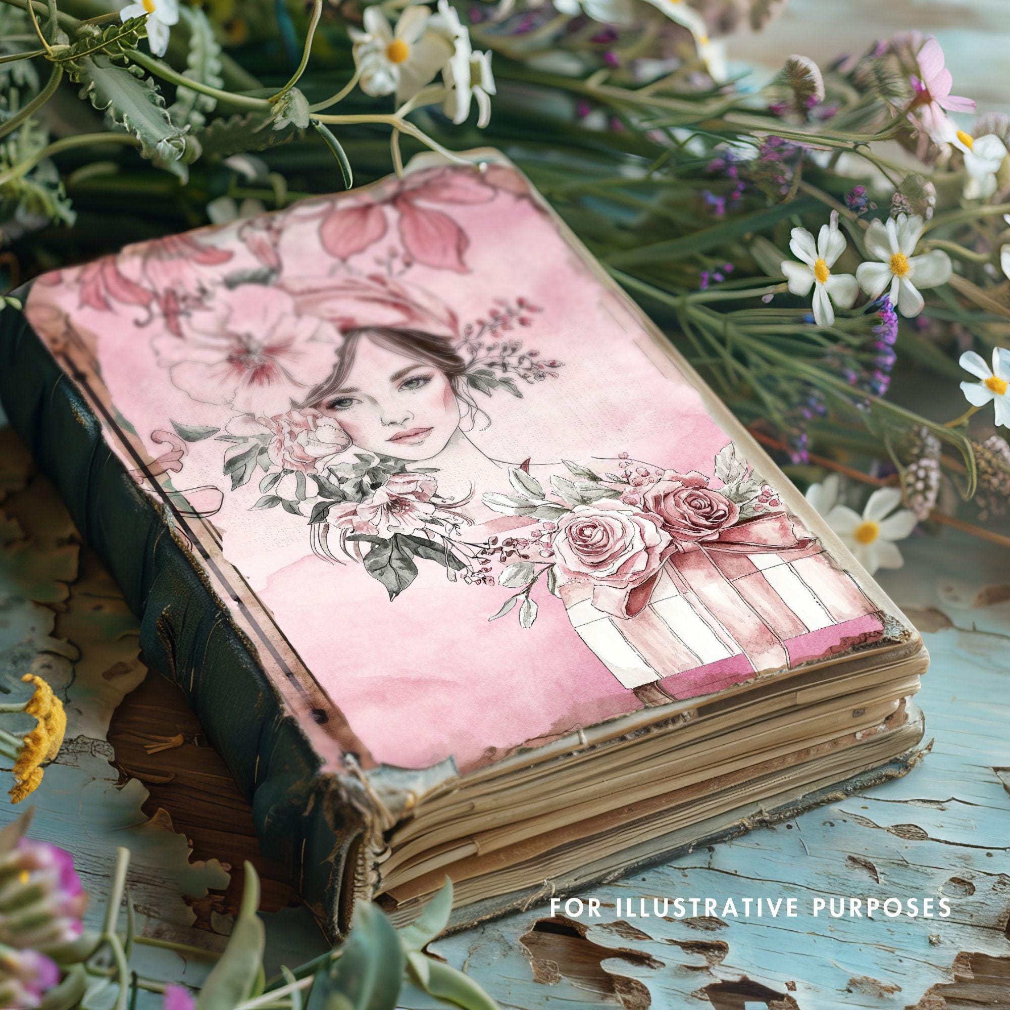 Dusty Pink Junk Journal Pages: Grandmillennial Scrapbook Paper Crafts ...
