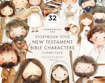 New Testament Bible Characters Clipart – Storybook Christian PNGs (Digital Download) Commercial Use
