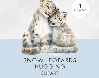 Snow Leopards hugging Clipart: Animals Transparent PNG (Commercial Use)