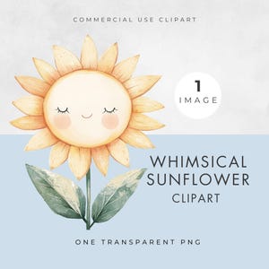 Wunderliche Sonnenblume Clipart, EINZELBILD, kommerzielle Nutzung, transparente PNG, niedliche Cartoon gelbe Wildblume, Babyparty & Geburtstag Designs