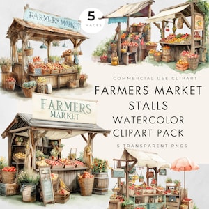 Farmers Market Stall Clipart, Commercial Use, Transparent PNG, Rustic Locally Grown & Fresh off the Market Theme Bridal/Baby Shower Graphics