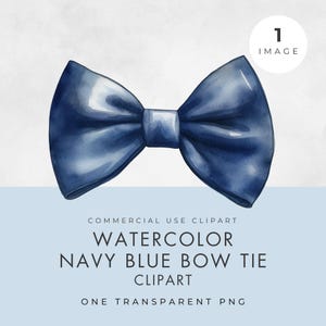 Clipart papillon blu navy, IMMAGINE SINGOLA, uso commerciale, PNG trasparente, papillon acquerello, cravatta da smoking da uomo, creazione di biglietti e artigianato di carta