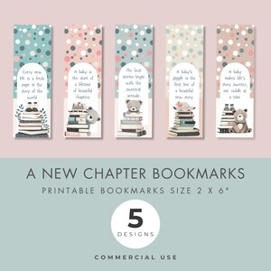 Marcapáginas imprimible con tema de New Chapter para baby shower, cita sobre el bebé, ideas de obsequios de agradecimiento para fiestas, no editable, tamaño A4 y carta de EE. UU. Descarga instantánea en formato PDF