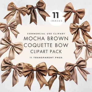 Mocha Brown Coquette Bow Clipart, Commercial Use, Transparent Png, Neutral Wedding & Shower Invite Design, Journalling, Scrapbooking