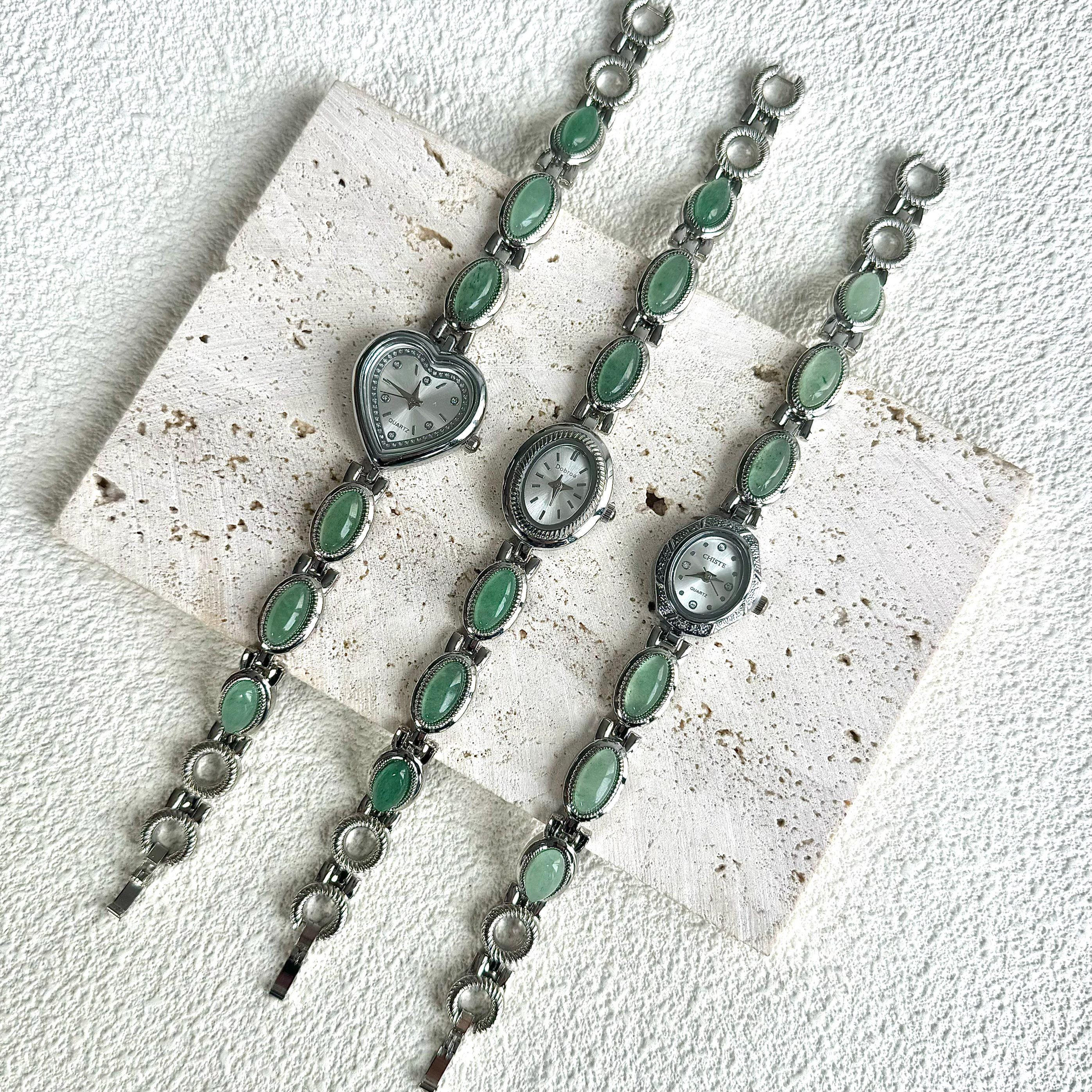 Silver and Green Watch Women Dainty - Etsy display picture 3