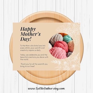 Tarjeta del Día de la Madre, Tarjeta de felicitación de lana, Día de la Madre para tejedores, Tarjeta para mamá, Tarjeta de agradecimiento a mamá, Tarjeta para abuela, Tarjeta para cuidadora