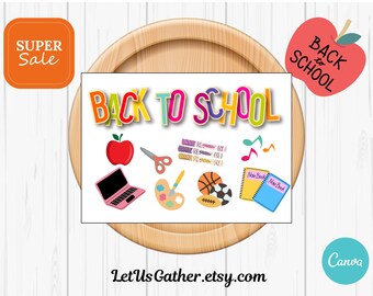 Back to School Card, School Supplies Design (Digital Download)