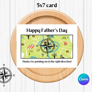 Compass Map Father's Day Card, Printable 5x7 (Digital Download)
