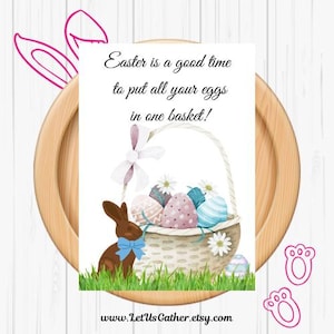 Cartes de voeux de Pâques, Bénédictions de Pâques, Cartes de vœux de printemps, Oeufs peints, Lapins en chocolat, Téléchargement numérique, Fichiers PDF