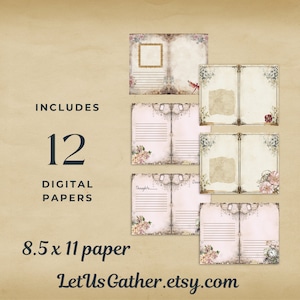 Junk Journal Kit, Vintage Papers, Scrapbooking, Journal Pockets, Junk Journaling, Ephemera Pages, Pockets, Tags, Fussy Cuts, Digital Arts