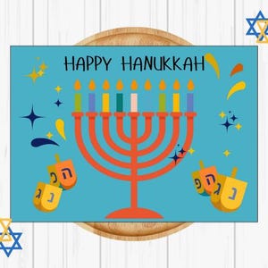 Happy Chanukka, Chanukka-Grußkarte, Festival of Lights, Grußkarte, Jüdischer Feiertag, Davidstern-Karte, Chanukka-Menora-Karte