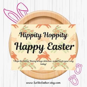 Easter Greeting Card, Easter Blessings, Spring Holiday, Painted Eggs, Chocolate Bunnies, Digital download, PDF Files, fabric bunnies, Spring