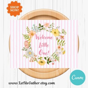 Cartão de boas-vindas para bebê, cartão rosa para bebê, cartão para menina, cartão floral para recém-nascido, cartão de felicitações feito à mão, cartões modernos para bebês, cartão de chegada de um novo bebê