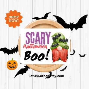 Tarjeta divertida de gnomo de Halloween, tarjetas de murciélagos y arañas, tarjeta de felicitación de gnomo, tarjetas de felicitación divertidas, tarjetas navideñas divertidas, tarjetas extravagantes hechas a mano