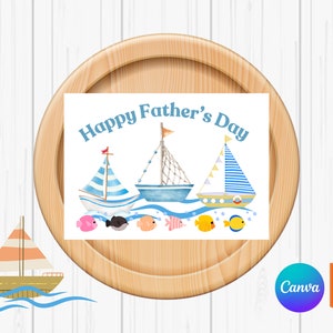 Segelboot-Karte für Papa, Vatertagskarte, druckbare Karte, individuelle Karte, druckbare Vatertagskarte, sofortiger Download, passender Umschlag