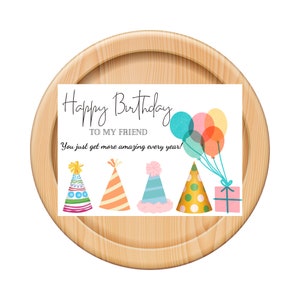 Tarjeta de cumpleaños de amigo, tarjeta imprimible 5x7, sobre a juego, descarga digital, feliz cumpleaños, tarjeta de felicitación, sobre de bricolaje, amistad