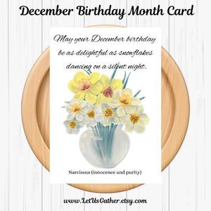Tarjeta de cumpleaños de diciembre, tarjetas de felicitación, cumpleaños de invierno, deseos de cumpleaños, tarjetas de feliz cumpleaños, tarjeta del mes de nacimiento, tarjeta de cumpleaños de flor de pascua