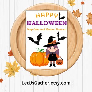 Wesoła Karta Halloween, Mała Karta Czarownicy, Karta Z Pozdrowieniami, Karta Nietoperza, Cukierek albo psikus, Karta Dyni, Karty Jesienne, Karta Do Wydrukowania i Koperta