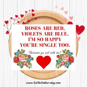 Biglietto di San Valentino per single, biglietto di vita da single, biglietto di auguri eccentrico, biglietto per single e orgogliosi, biglietto di vita da single, fiori di violetta, rose rosse