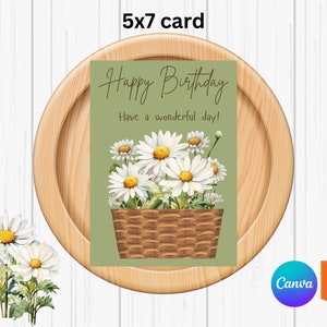 Carte d'anniversaire d'avril, mois d'anniversaire de marguerite, signification des fleurs, amitiés, carte numérique, carte pour elle, marguerite, enveloppe PDF assortie