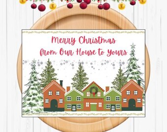 Carte de Noël imprimable, téléchargement immédiat, carte de joyeuses fêtes, carte de Noël festif vierge à l'intérieur, classique