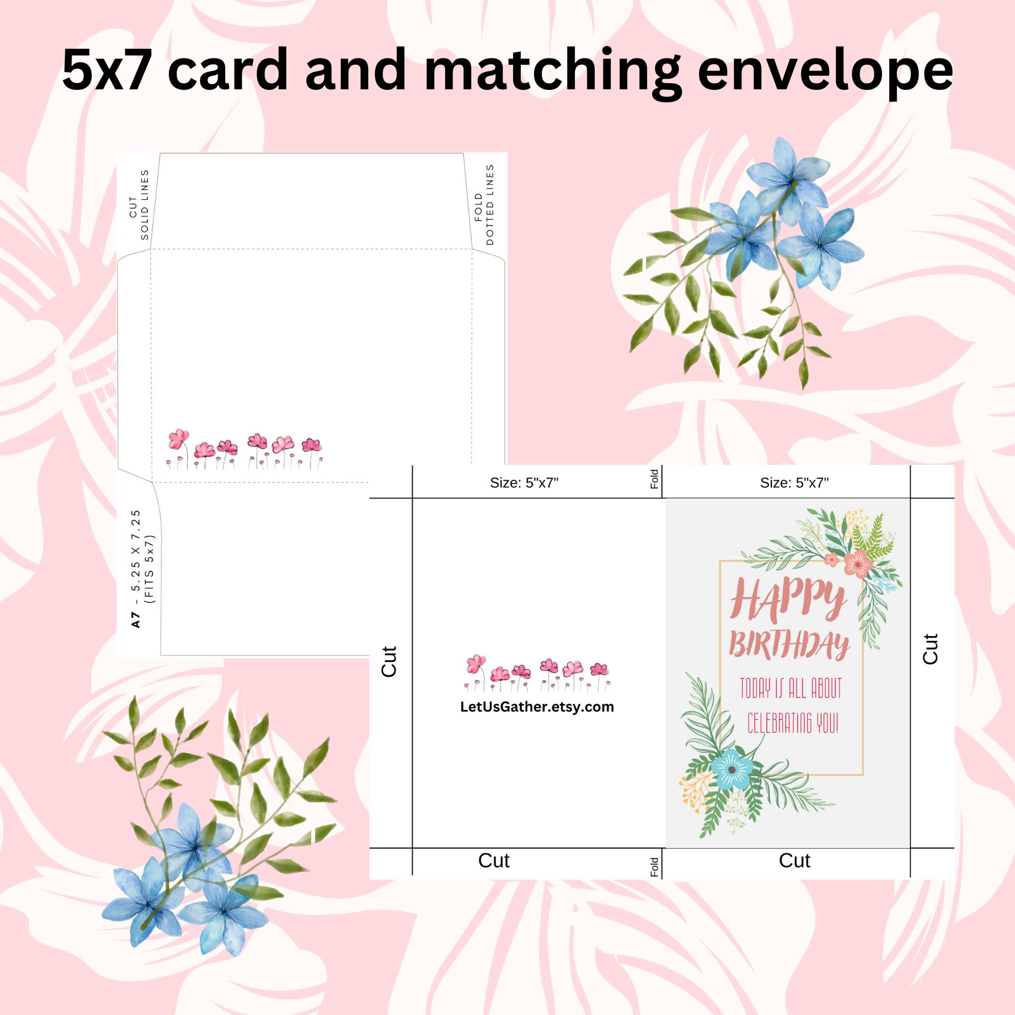 Birthday Card, Happy Birthday Card, 5x7 Card, Printable Friend Card ...
