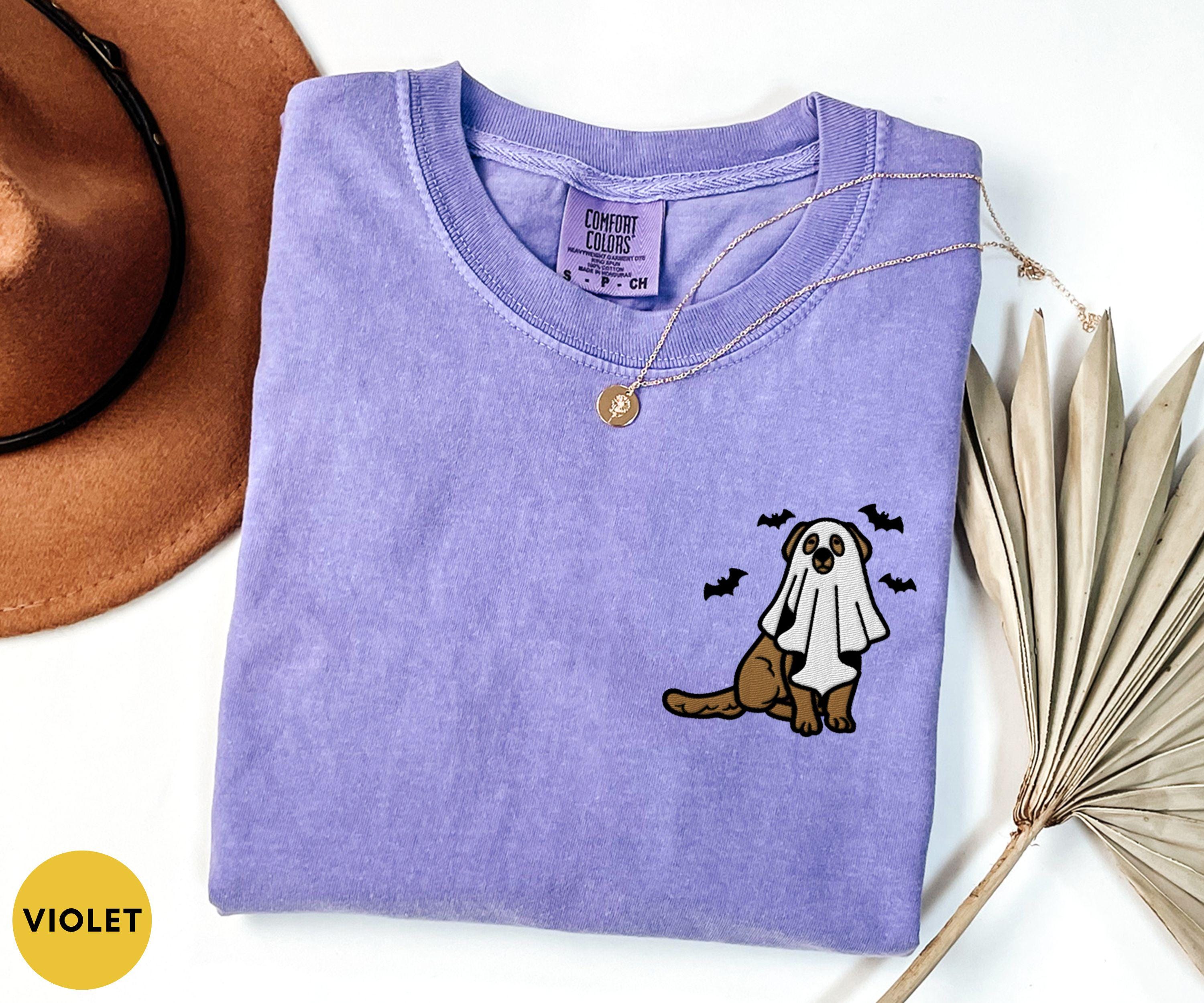 Comfort Colors® Gesticktes Golden Retriever-Geisthunde-Shirt, Golden Retriever-Shirt, Halloween-Hundehemd, Halloween-T-Shirt, Hundeliebhaber-Geschenk