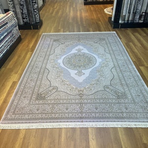 8x11 ft Silk Rug, Palace Silk Rug, Top Quality Silk Rug, Oriental Silk Rug, Traditional Rug, Gray Gold Rug, Turkish Area Rug, Muted Silk Rug