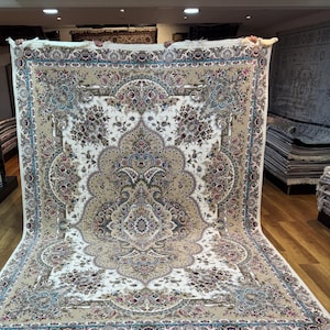 Tappeto di seta colorato 8 x 12 piedi, tappeto di seta autentico, tappeto di seta di lusso, tappeto di seta di alta qualità, tappeto da soggiorno, tappeto di seta super fine, tappeto oversize