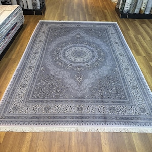 8x11 ft Large Size Grey Gold Silk Carpet, Luxury Silk Carpet, Oriental Area Rug, Silk Carpet, Turkish Silk Rug, Luxury Silk Rug, Top Quality