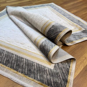 Top Quality Silk Rug, 5x8 Area Rug, Large Rug, Grey Gold Rugs, Bordered Rug, Unique Rug, Rug For Living Room, Gorgeous Rug, Dining Room Rug