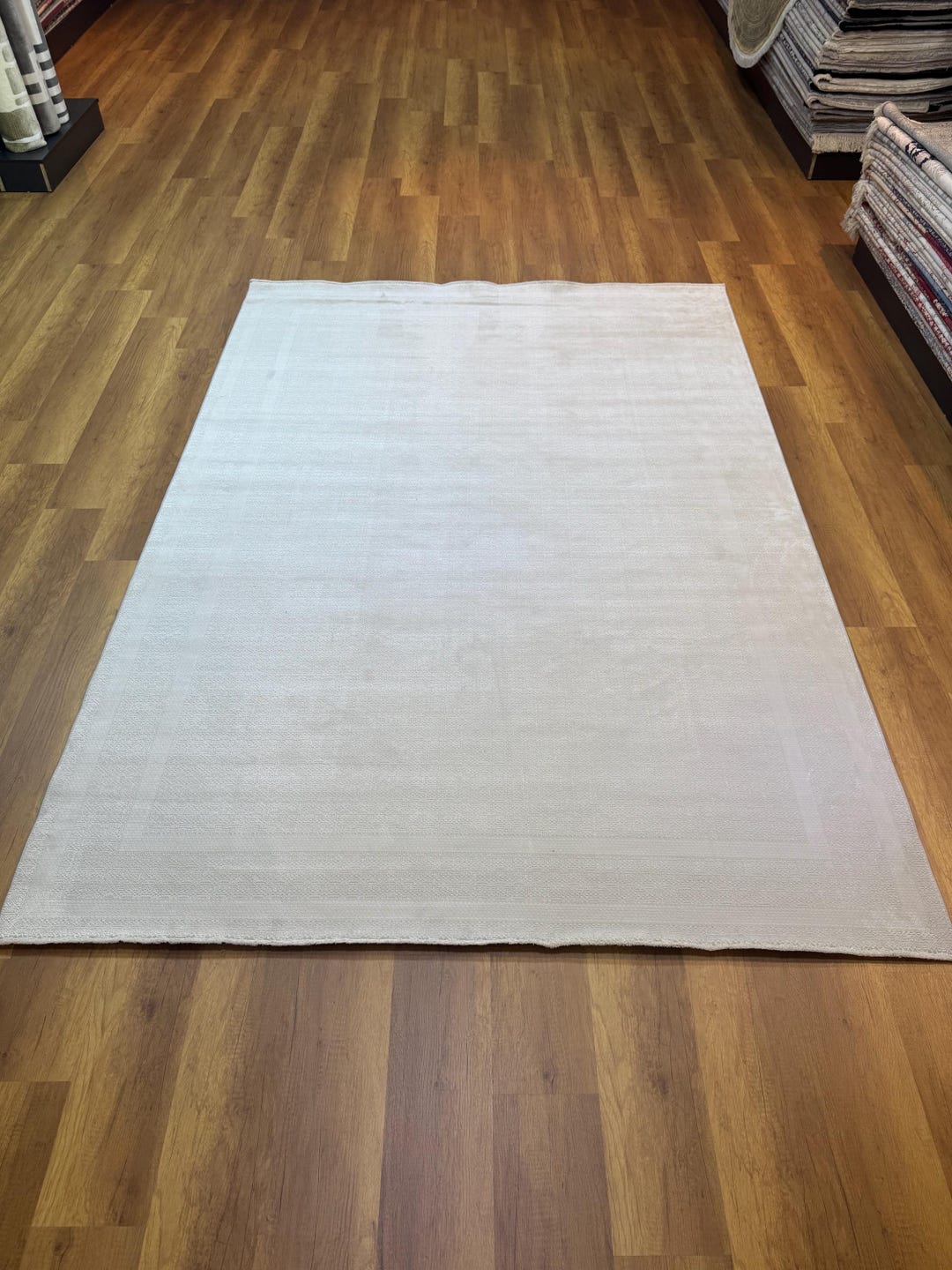 White Bamboo Silk Area Rug, 7x10 Ft Large Luxury Carpet - Etsy