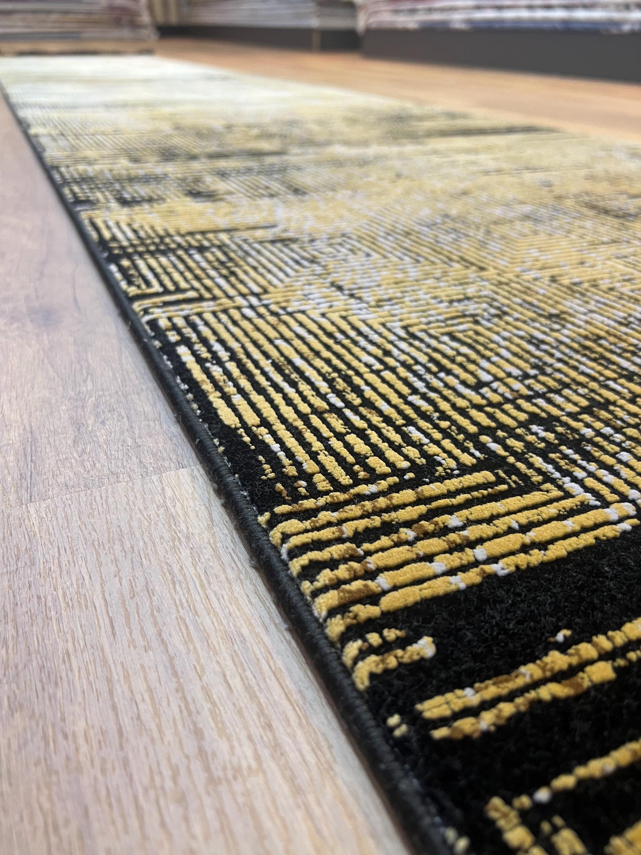 3x13 Runner Rug, Black Gold Runner Rug, Entryway Silk Rug, Top Quality ...