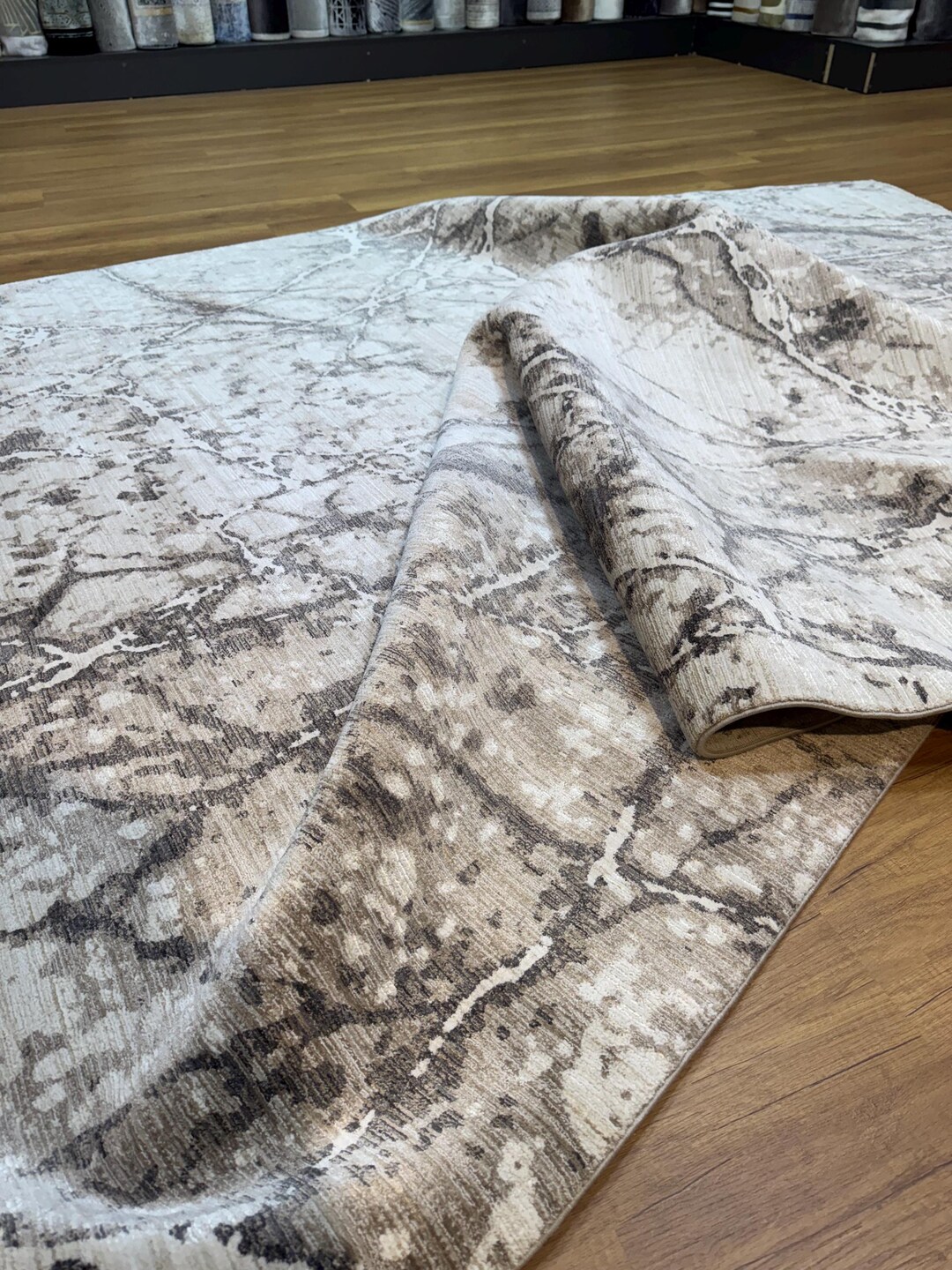 Visionnaire Rug Bamboo Silk Rug, Brown Grey Marble Design, 6.5x9.3 Ft - Etsy