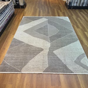 Geometric Design Rug, Top Quality Silk Rug, Unique Silk Rug, Bamboo Silk Rug, Modern Rug, Contemporary Rug, Large Silk Rug, 7x10 Area Carpet