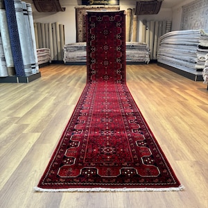 3x17 Runner Rug, Afghan Runner Rug, Extra Long Runner, Afghan Long Rug, Wool Runner Rug, 3x17 Turkmen Rug, Bukhara Runner, Unique Runner Rug