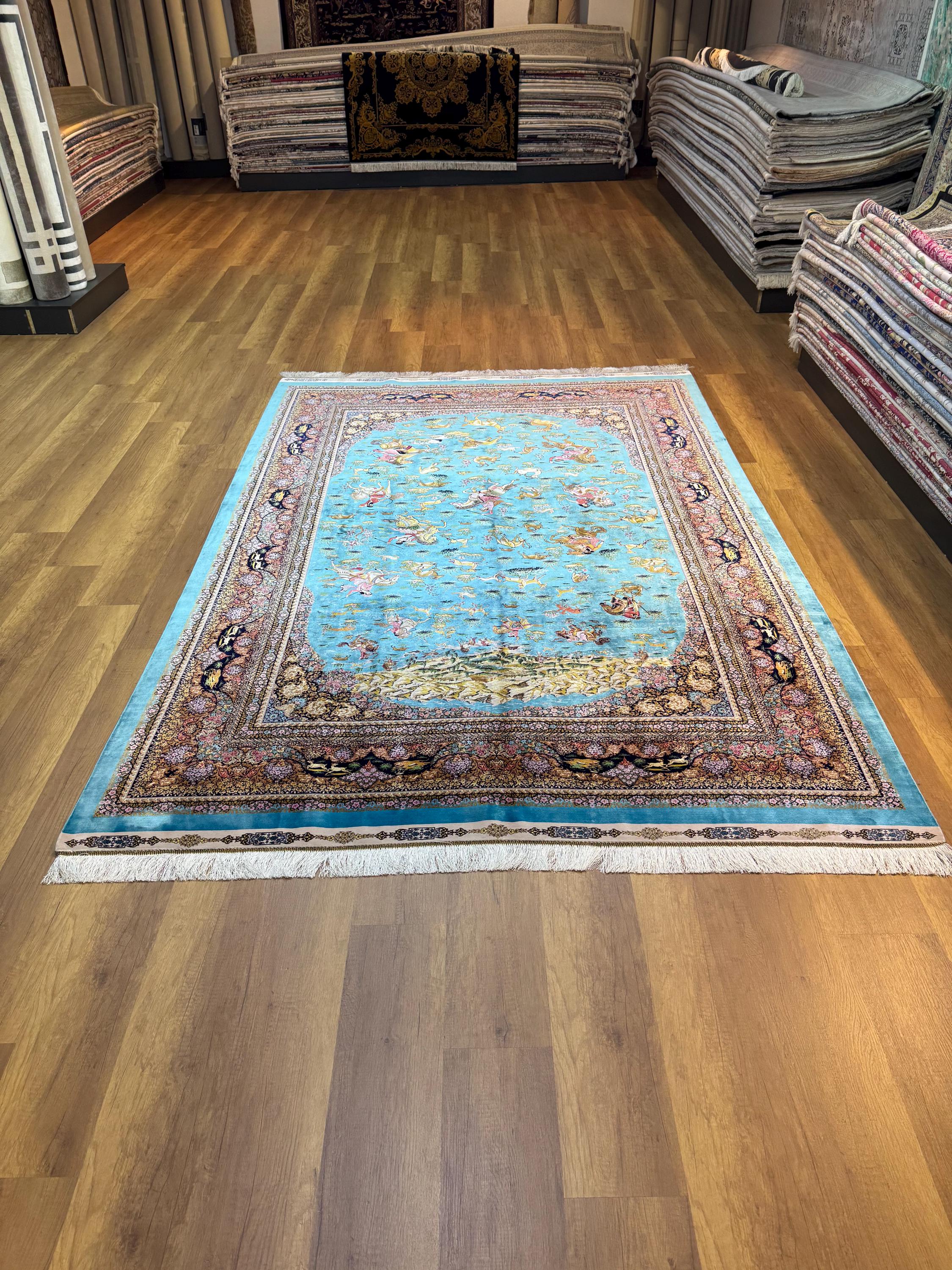 Animal Design Bamboo Silk Rug, Large Palace Rug (6.52 X 9.64 Ft) - Etsy