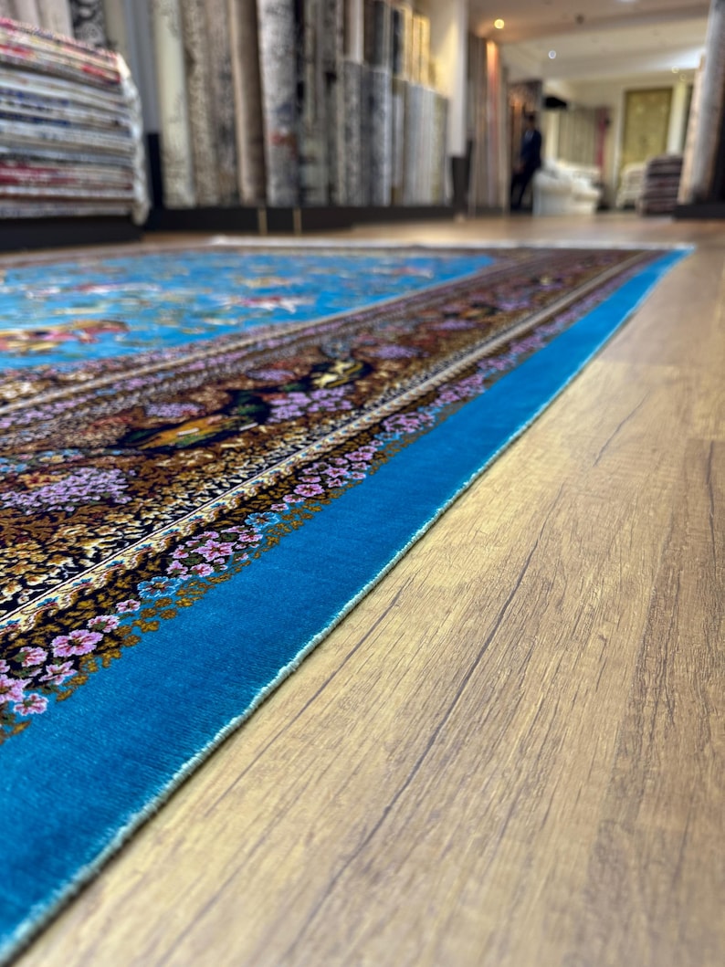 Vibrant Blue Rug Animal Design Bamboo Silk Rug, Large Palace Rug (6.52 X 9.64 Ft) - Etsy
