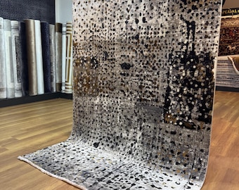 Abstract Bamboo Silk Rug, Modern Living Room Area Rug (5x8)
