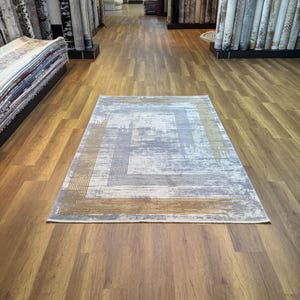 Top Quality Silk Rug, Grey Gold Carpet, Modern Silk Rug, Bamboo Silk Rug, 5x8 Area Rug, Soft Rug, Dining Room Rug, Home Decor Rug, Large Rug
