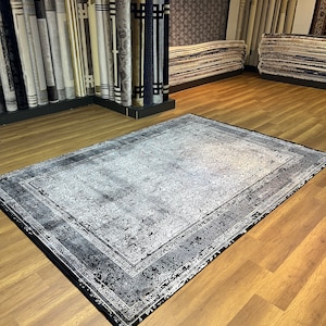 Black Silver Rug, 8x11 Silk Rug, Oversize Silk Rug, Living Room Rug, Turkish Silk Rug, Large Black Rug, Gorgeous Rug, Top Quality Silk Rug