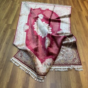 7x10 ft Luxury Silk Area Rug, Hight Quality Silk Rug, Red Silk Rug, Large Red Rug, Traditional Silk Rug, Red Rug For Living Room, Home Decor
