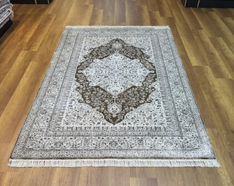 Oriental Silk Rug, Gold Silk Rug, Bamboo Silk Rug, Luxury Silk Rug, Traditional Rug, Bamboo Silk Rug, Gold Rug For Living Room, 5x8ft Carpet