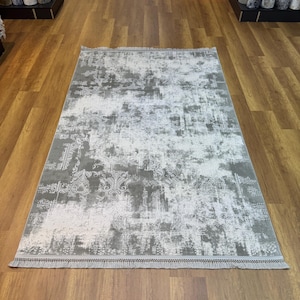 5x8 Ft Silk Area Rug, Grey Silk Carpet, Unique Rug, Bamboo Rug, Abstarct Rug, Living Room Rug, Premium Rug, Top Quality Silk Rug, Home Decor