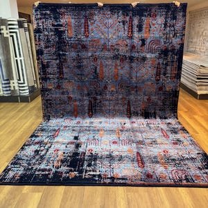 Tappeto di seta di lusso 8 x 11 piedi, tappeto di seta oversize, tappeto da soggiorno, tappeto colorato, tappeto con motivo ad albero, tappeto rustico, tappeto di seta unico, tappeto di seta di bambù
