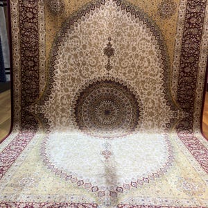 7x10 Silk Rug, Burgundy Silk Rug, Oriental Rug, Bamboo Silk Rug, Unique Silk Rug, Rug For Living Room, Large Carpet, Area Rug, Palace Carpet