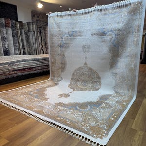8x11 Ft Silk Rug, Oriental Silk Rug, Top Quality Silk Rug, Palace Silk Rug, Living Room Rug, 8x11 Area Rug, Oversize Silk Rug, Beige Carpet
