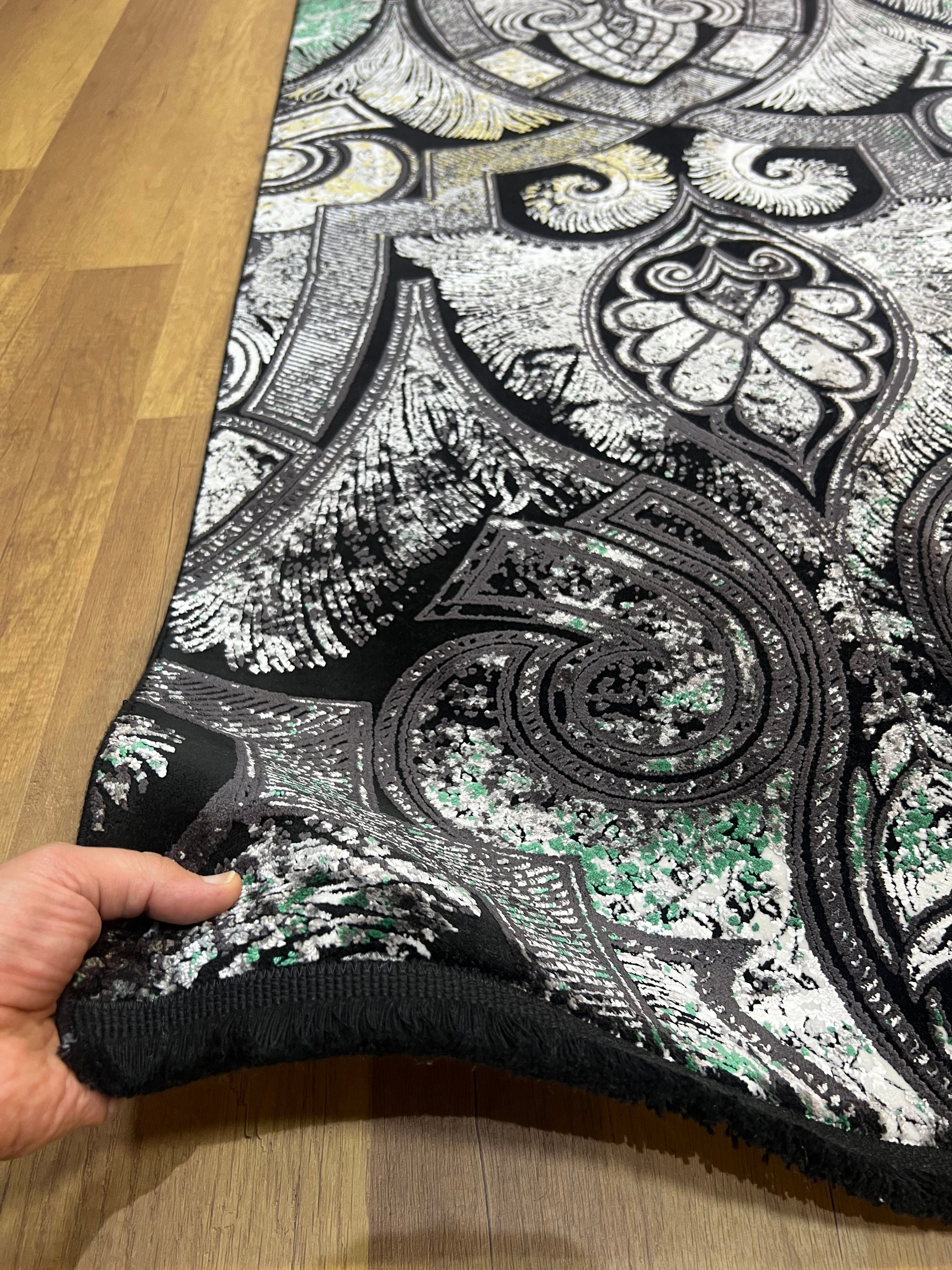 Gorgeous Carpet, 7x10 Rug, Black Rug, Bamboo Silk Rug, Large Gorgeous Carpet, 7x10 Rug, Black Rug, Bamboo Silk Rug, Large