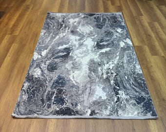 Modern Rug, 5x8 Area Rug, Bamboo Silk Rug, Blue Gri Rug, Top Quality Silk Rug, Living Room Rug, Authentic Area Rug, Home Decor, Unique Rugs